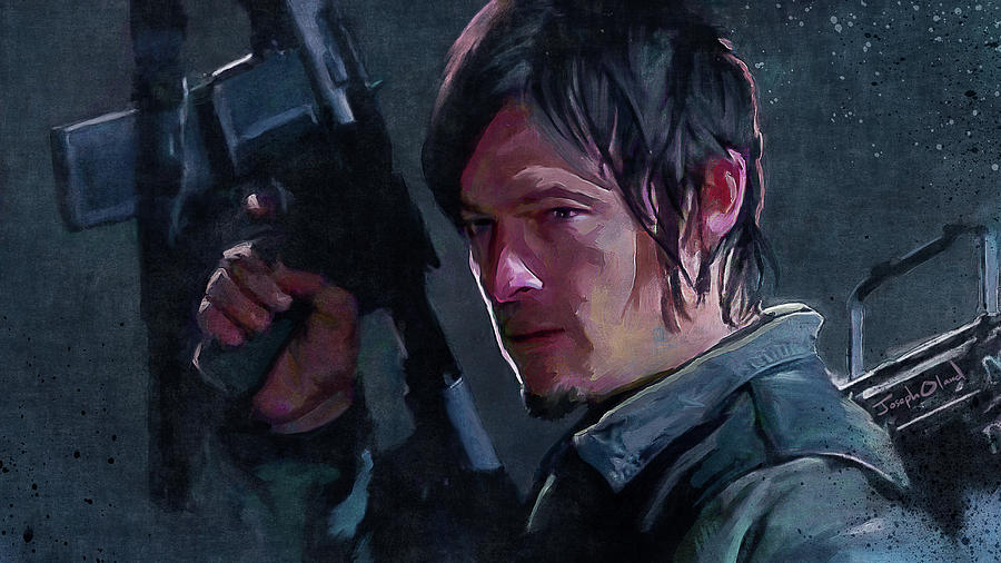 Book Painting - Daryl Dixon Night Watch - The Walking Dead by Joseph Oland