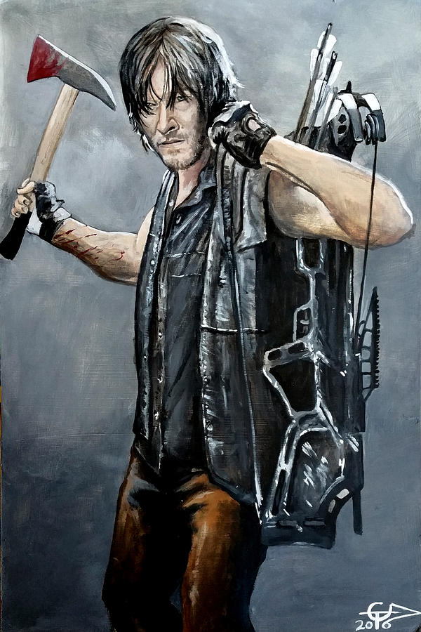 Daryl With Axe Painting by Tom Carlton
