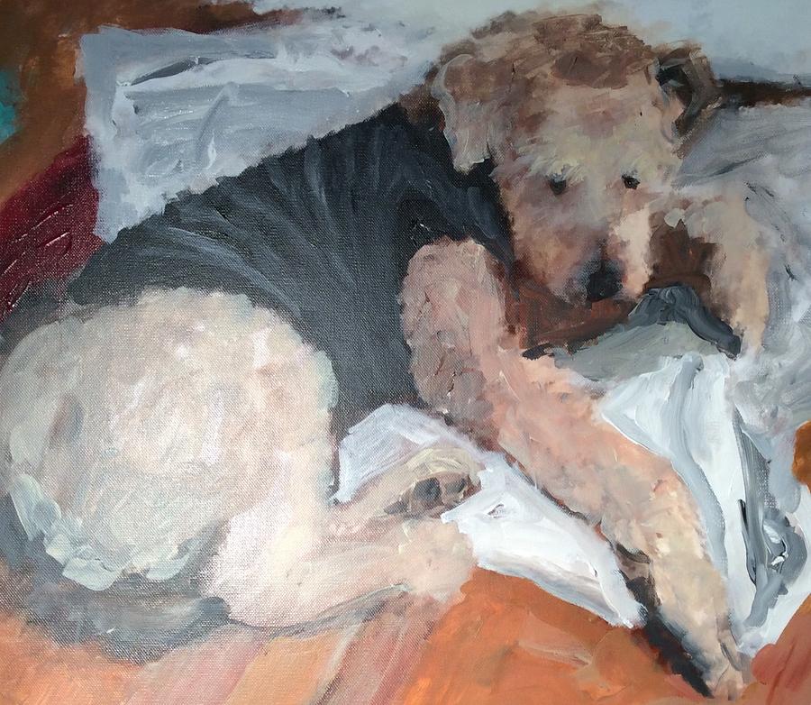 Dasher Our Airedale Painting by Janis Kirstein