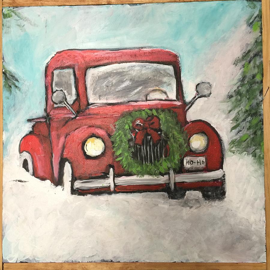 Christmas Painting - Dashing through the snow by Kathy Blackburn