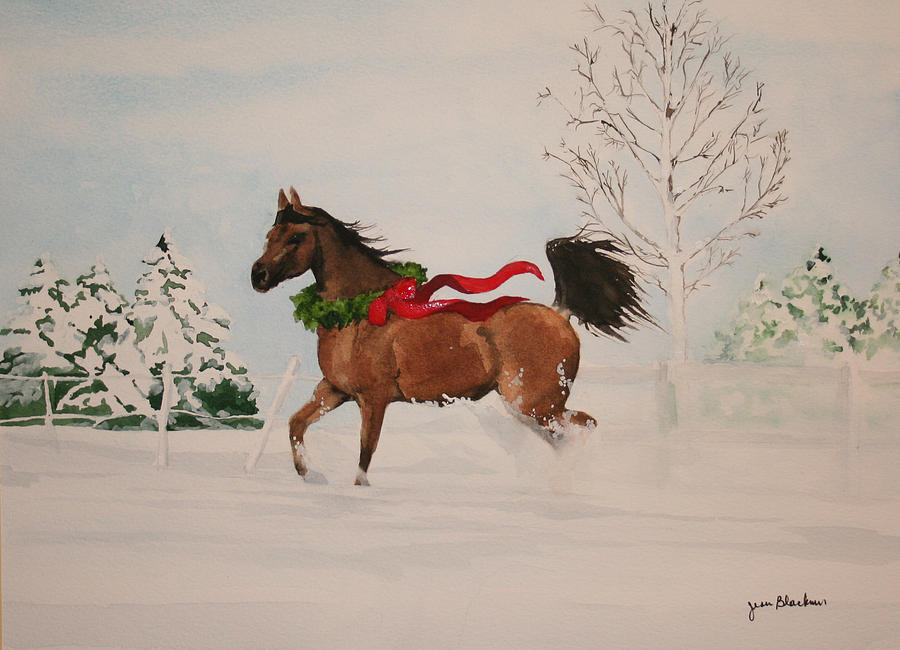 Horse Painting - Dashing Thru The Snow by Jean Blackmer Horse Painting - Dashing Thru The Snow by Jean Blackmer