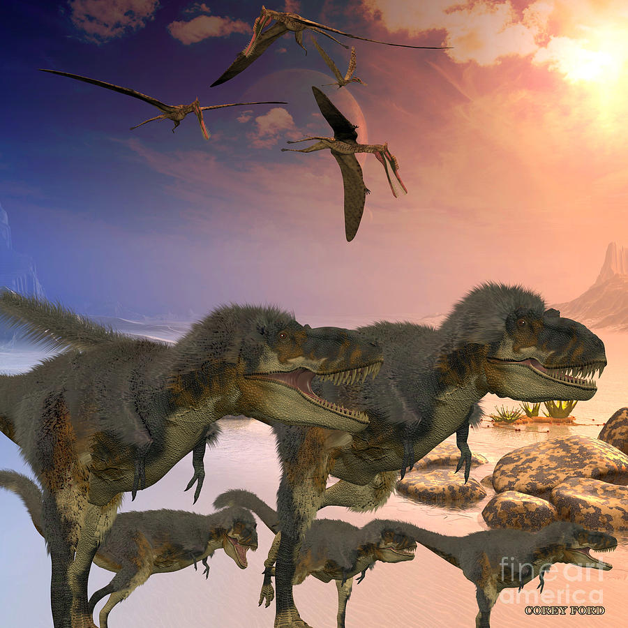 Prehistoric Painting - Daspletosaurus Dinosaurs by Corey Ford