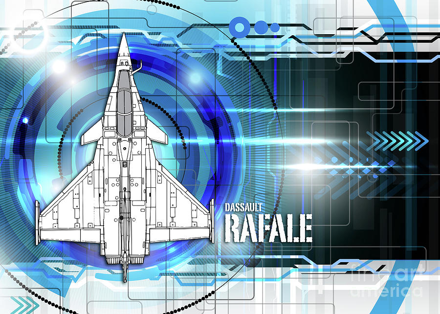 Dassault Rafale Blueprint Digital Art by Airpower Art