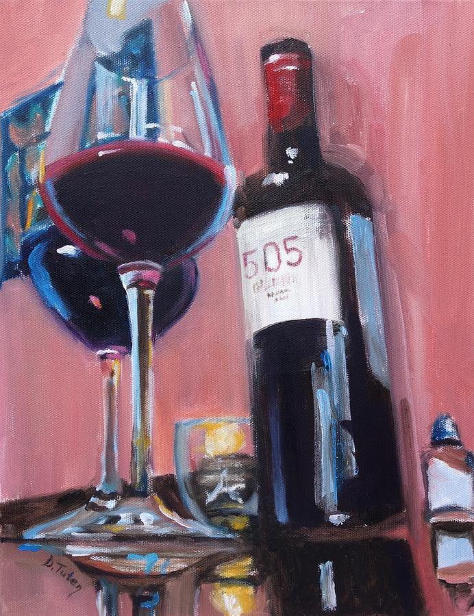 Wine Painting - Date Night at Nopales by Donna Tuten