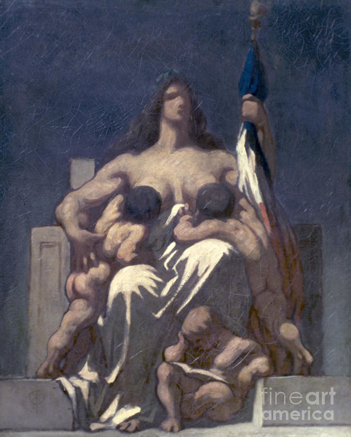 Daumier: Republic, 1848 Painting by Granger