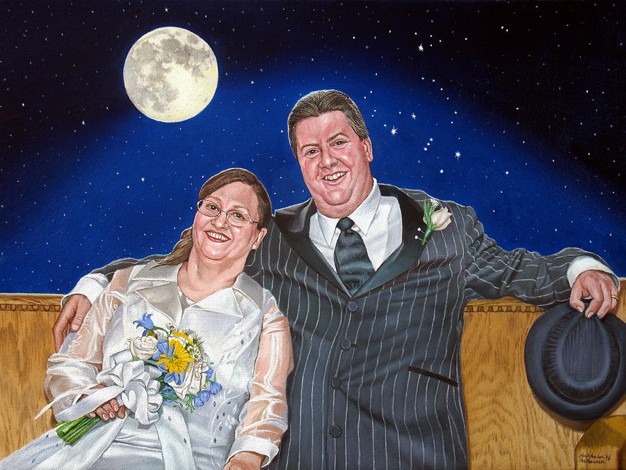 Dave and Sue in oil painting Painting by Christopher Shellhammer