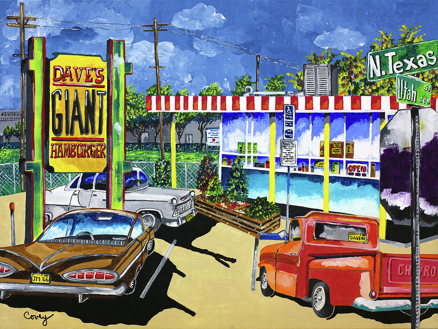 Truck Painting - Daves Giant Hamburger by Donna Covey