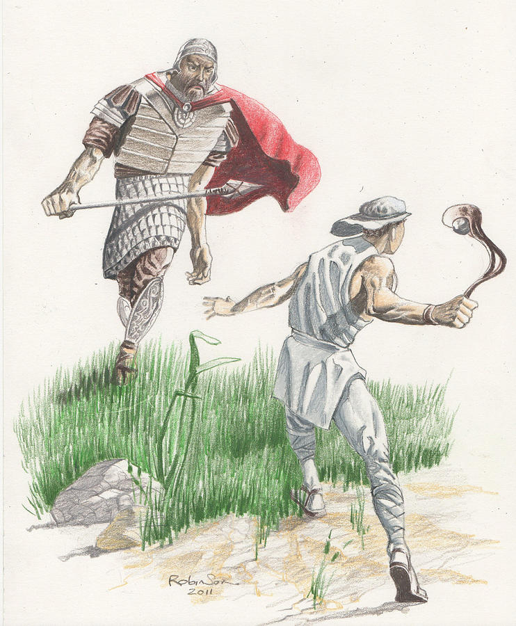 David And Goliath Drawing by James Robinson