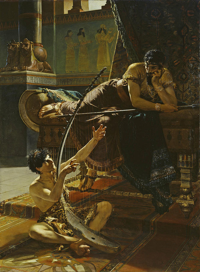 David and Saul Painting by Julius Kronberg