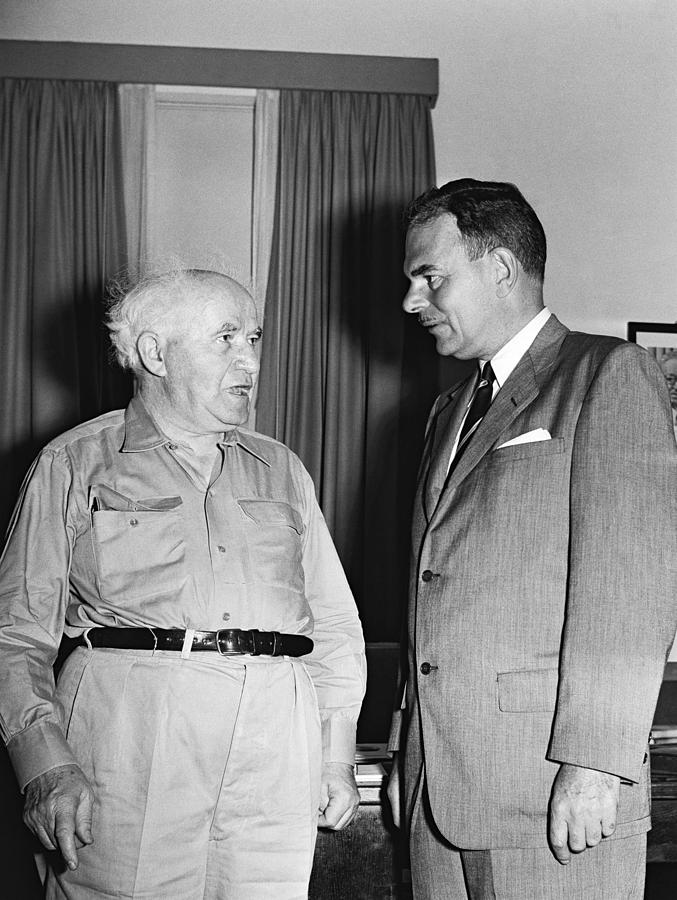 David Ben-Gurion and Thomas E. Dewey - 1955 Photograph by War Is Hell Store