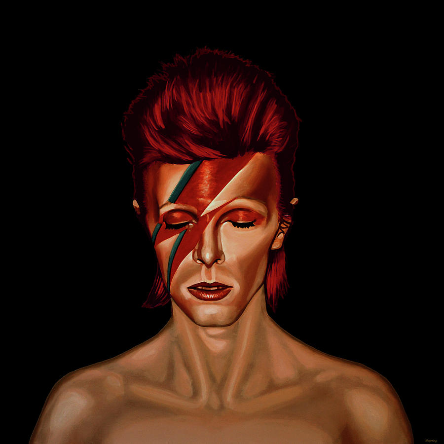 David Bowie Aladdin Sane Mixed Media Painting by Paul Meijering