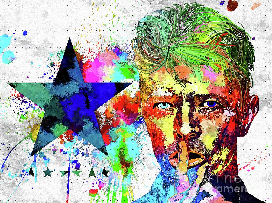 Vintage Mixed Media - David Bowie Blackstar Colored Grunge by Daniel Janda