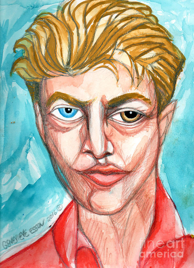 David Bowie Painting - David Bowie In Red Shirt by Genevieve Esson