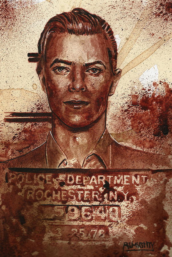 DAVID BOWIE MUGSHOT 1976 - dry blood Painting by Ryan Almighty