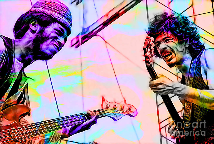 Carlos Santana Mixed Media - David Brown and Santana at Woodstock by Marvin Blaine