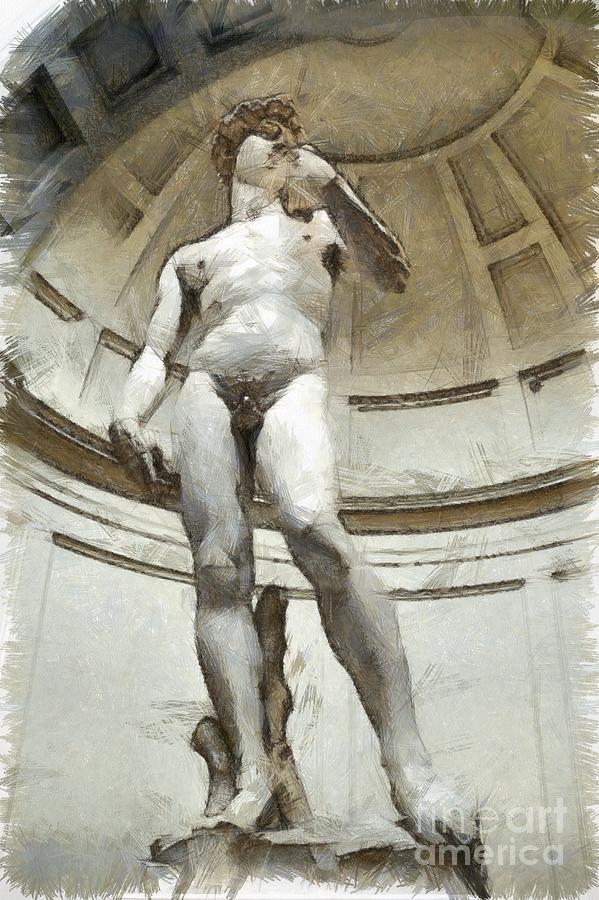 Michelangelo Photograph - David by Michelangelo Pencil by Edward Fielding