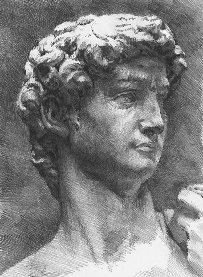 David, insired by Michelangelo Drawing by Peter Jochems Pixels