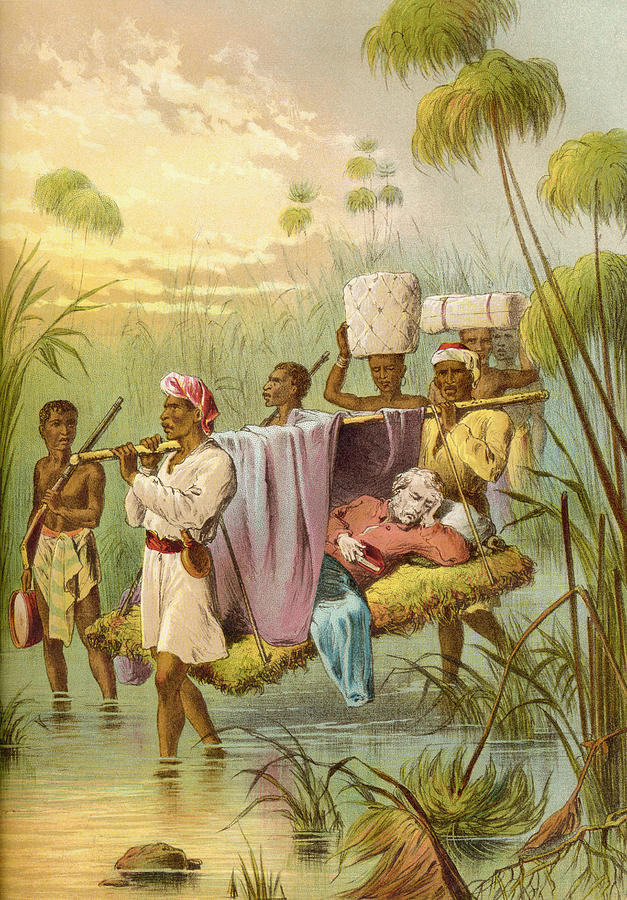 David Livingstone Being Carried Drawing by Vintage Design Pics - Fine ...