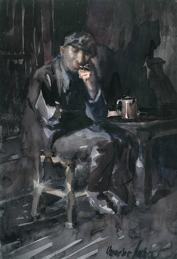 David Parrish - Interior of a Tavern Drawing by George Luks