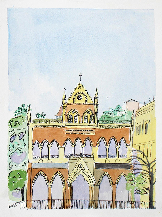 Landmark Painting - David Sasson Library Mumbai by Keshava Shukla
