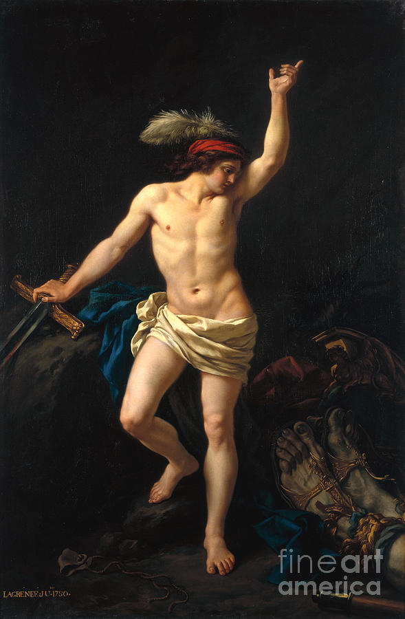 Nude Painting - David Victorious by Jean Jacques II Lagrenee