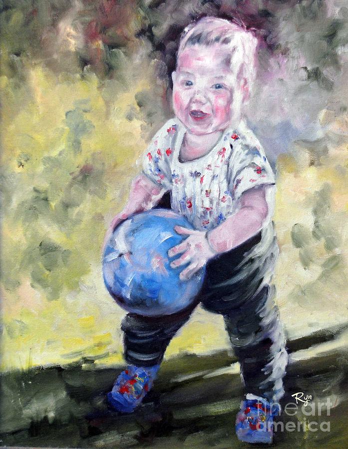 David with his Blue Ball Painting by Ryn Shell