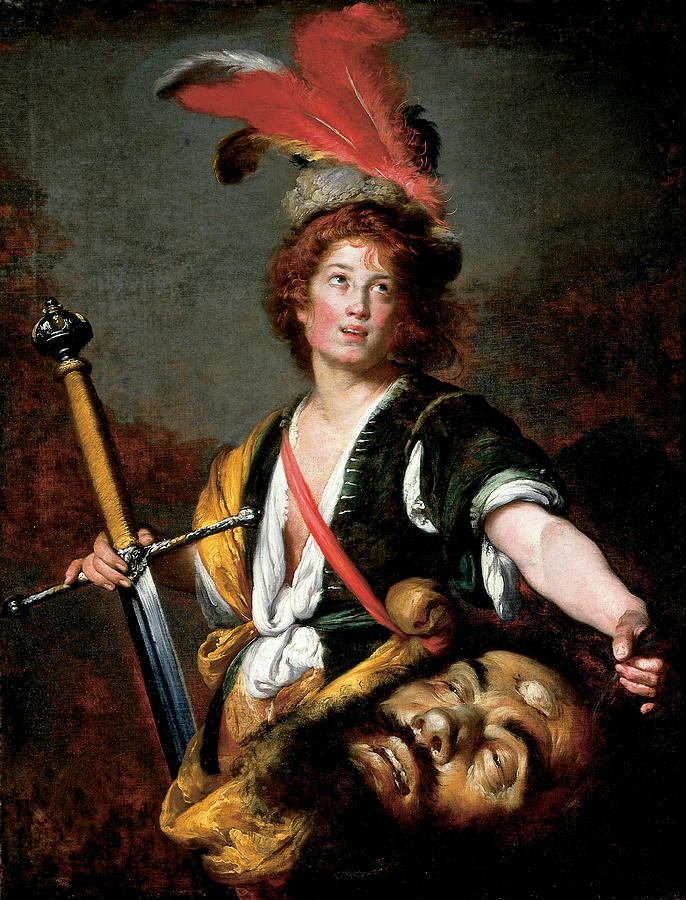 Bernardo Strozzi Painting - David with the Head of Goliath by Bernardo Strozzi