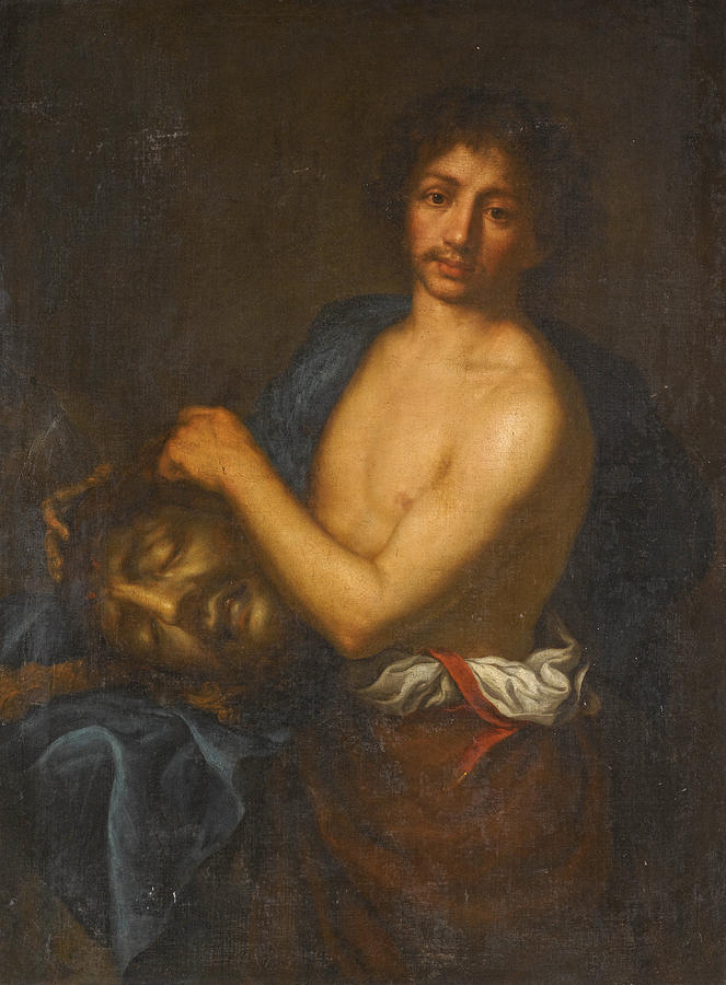 David with the head of Goliath Painting by Girolamo Forabosco