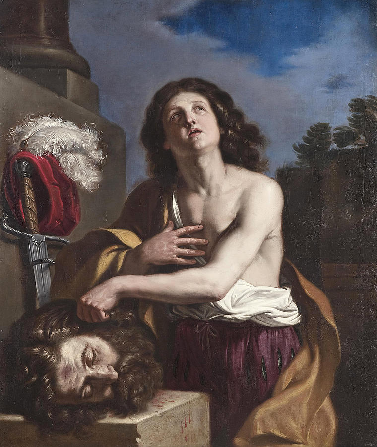 David with the Head of Goliath Painting by Guercino and Workshop