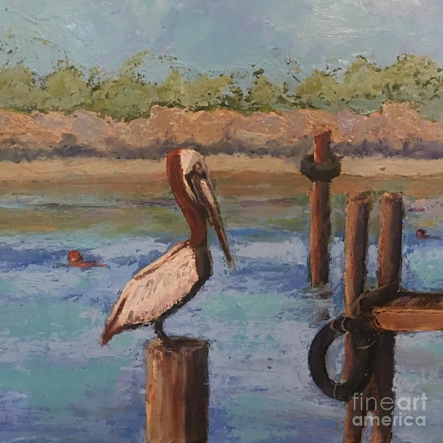 Pelican Painting - Davis Bayou by Leslie Dobbins