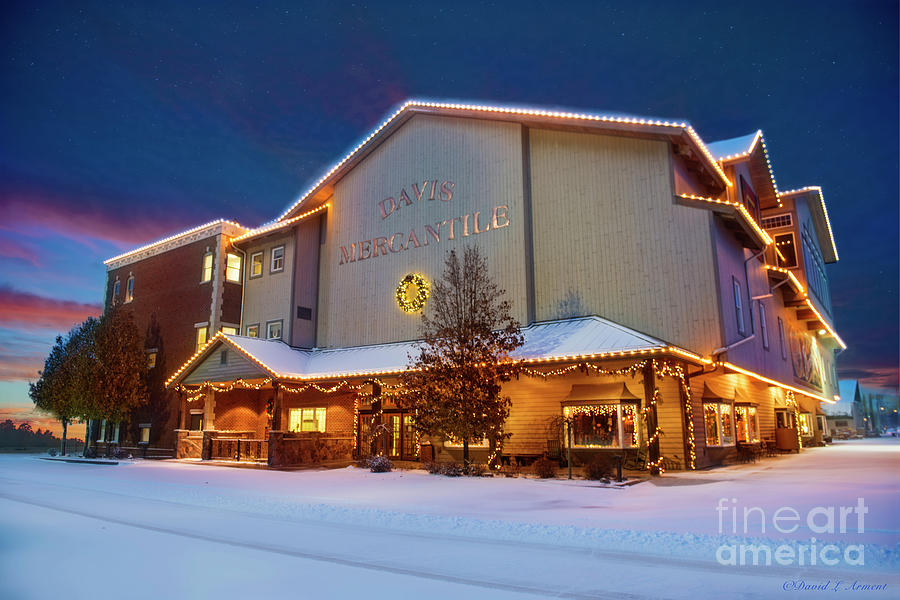 Davis Mercantile with Christmas Lights Photograph by David Arment