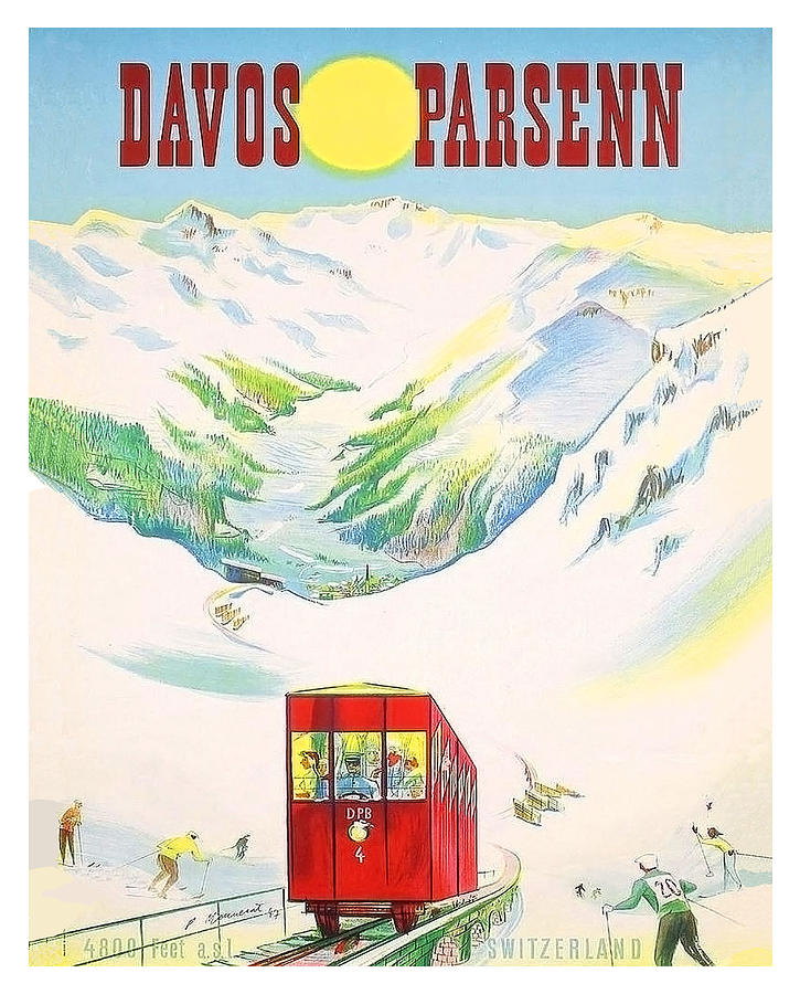 Davos Parsenn, Switzerland, travel poster Painting by Long Shot