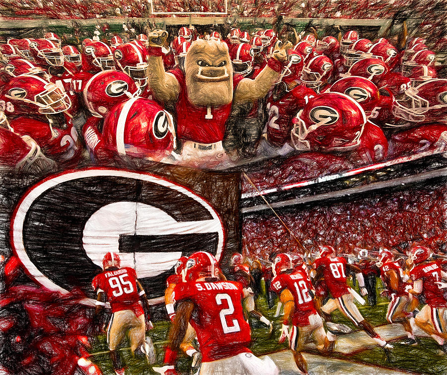 Football Painting - Dawgs 2015 Collage by John Farr