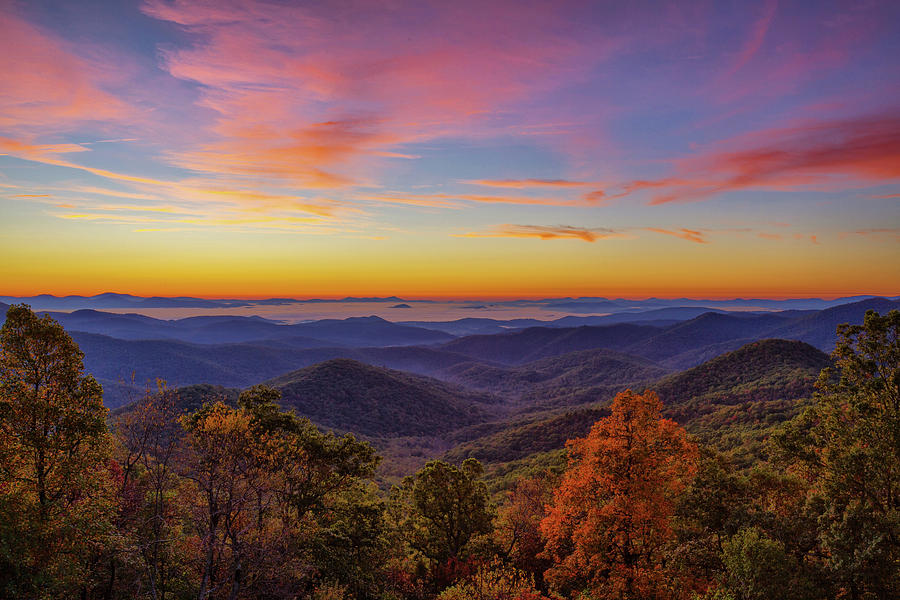 Dawn at Mills River Valley Overlook Photograph by Claudia Domenig