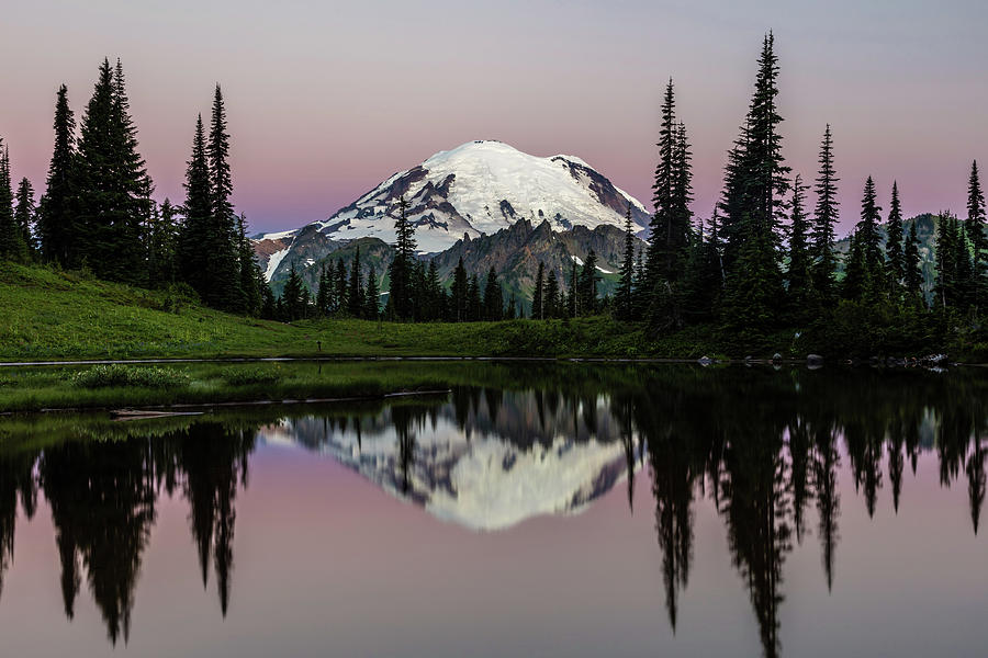 Mount Rainier Alpenglow at Tipsoo Lake Photograph by Pierre Leclerc Photography