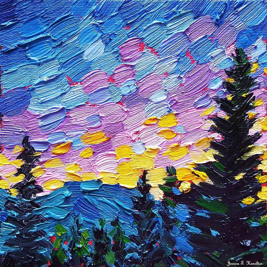 Dawn Behind The Mountains Painting