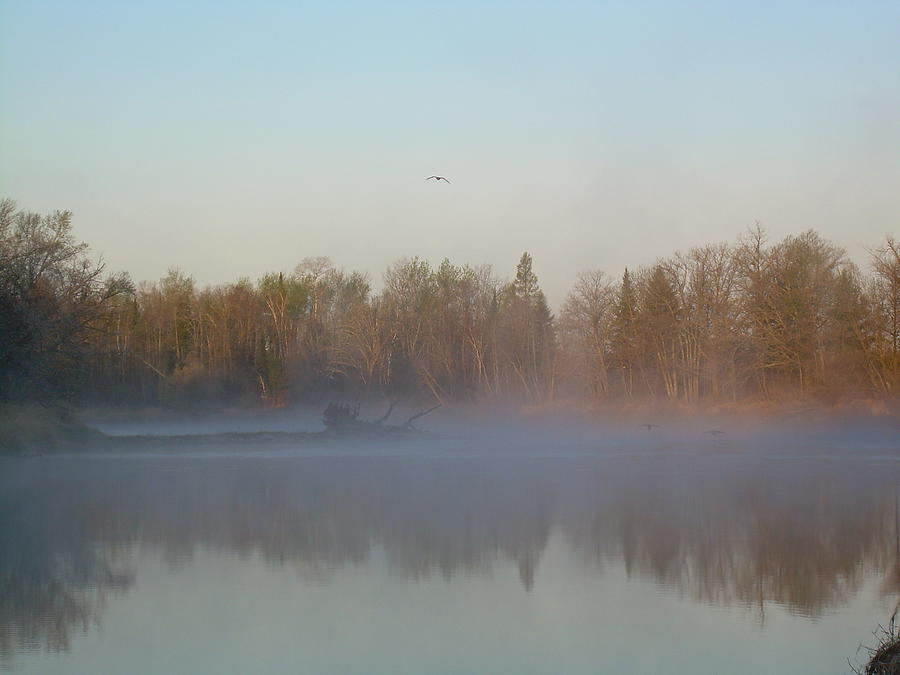 Dawn Fog over Mississippi river Photograph by Kent Lorentzen