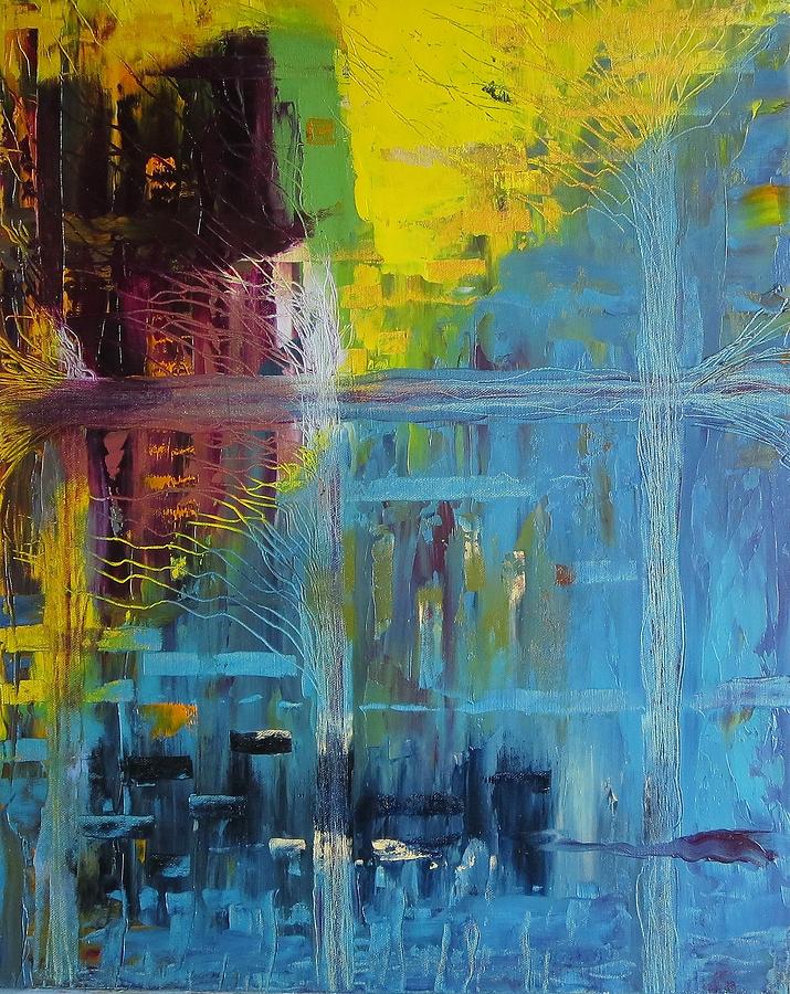 Abstract Painting - Dawn in the city by Tamara Savchenko