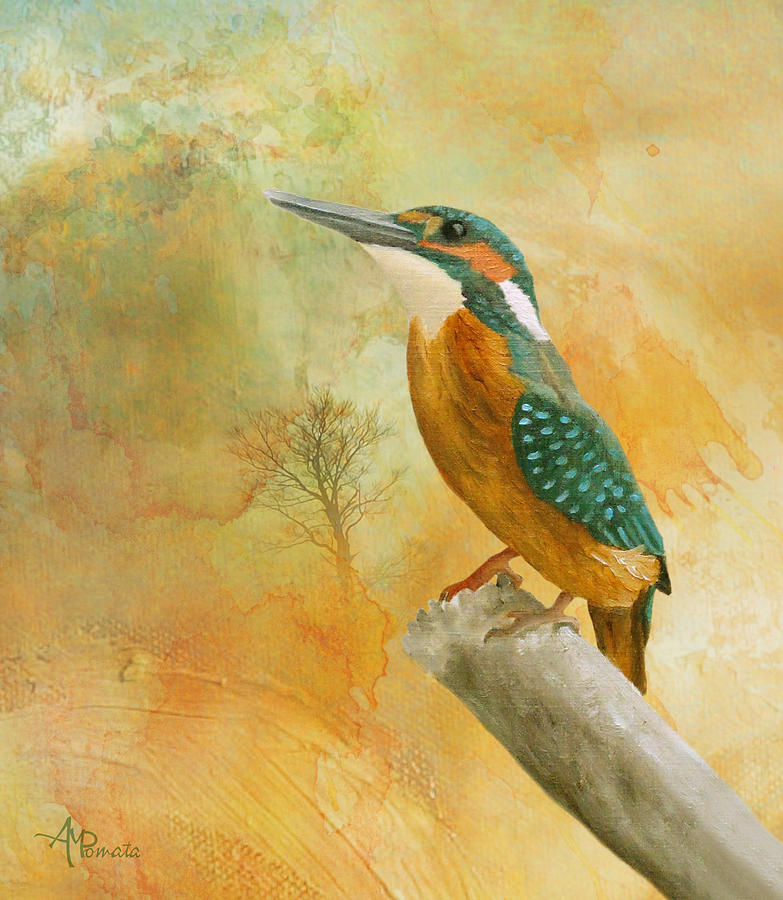 Kingfisher Painting - Dawn Kingfisher by Angeles M Pomata