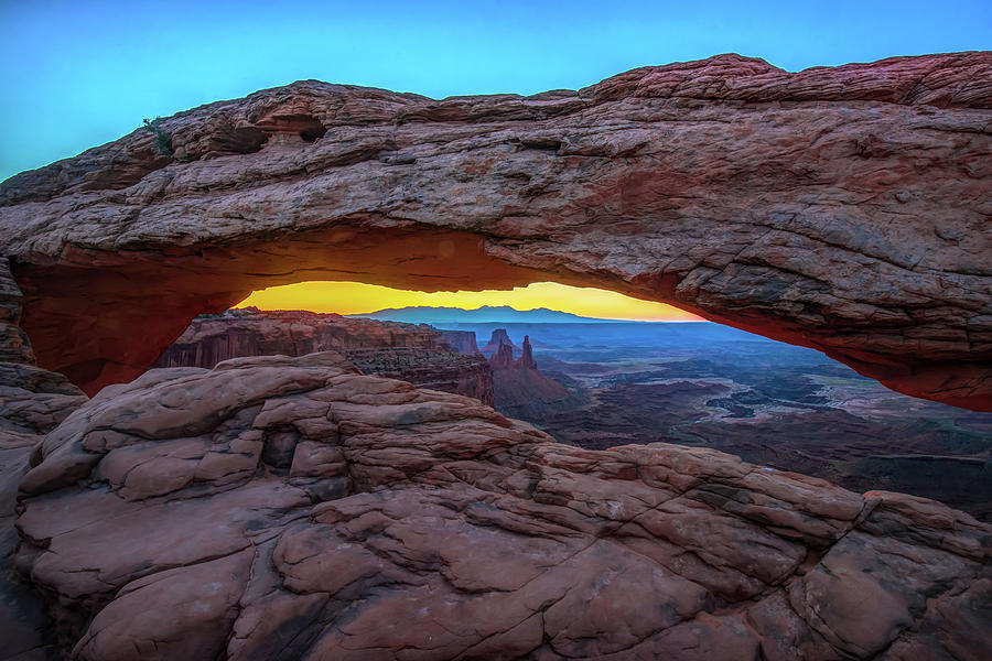Mountain Photograph - Dawn Light Under the Mesa Arch - Canyonlands Utah by Gregory Ballos