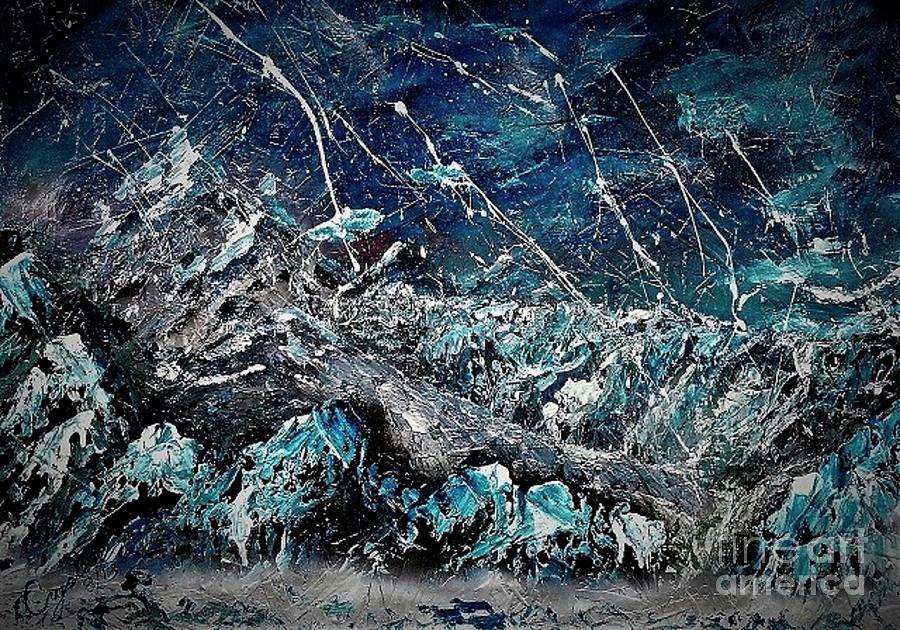 Mountain Painting - Dawn of the Ice Age by Crystal Schaan