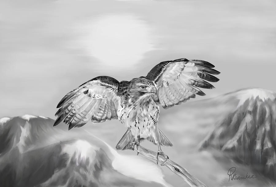 Red Tailed Hawk Painting - Dawn of the Red tail by Roy Ramakers