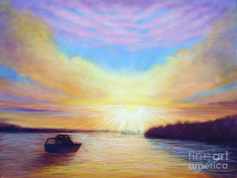 Dawn on Pigeon Lake Painting by Sarah Irland