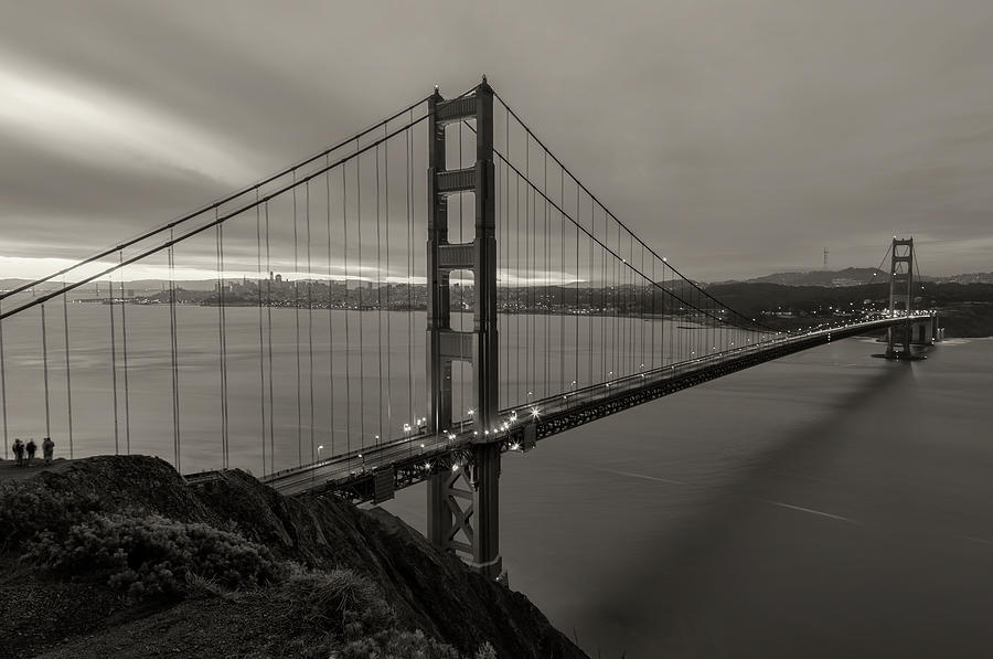 Dawn Over Golden Gate - Sepia Photograph by Jonathan Nguyen