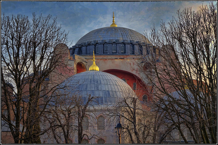 Byzantine Photograph - Dawn over Hagia Sophia by Joan Carroll