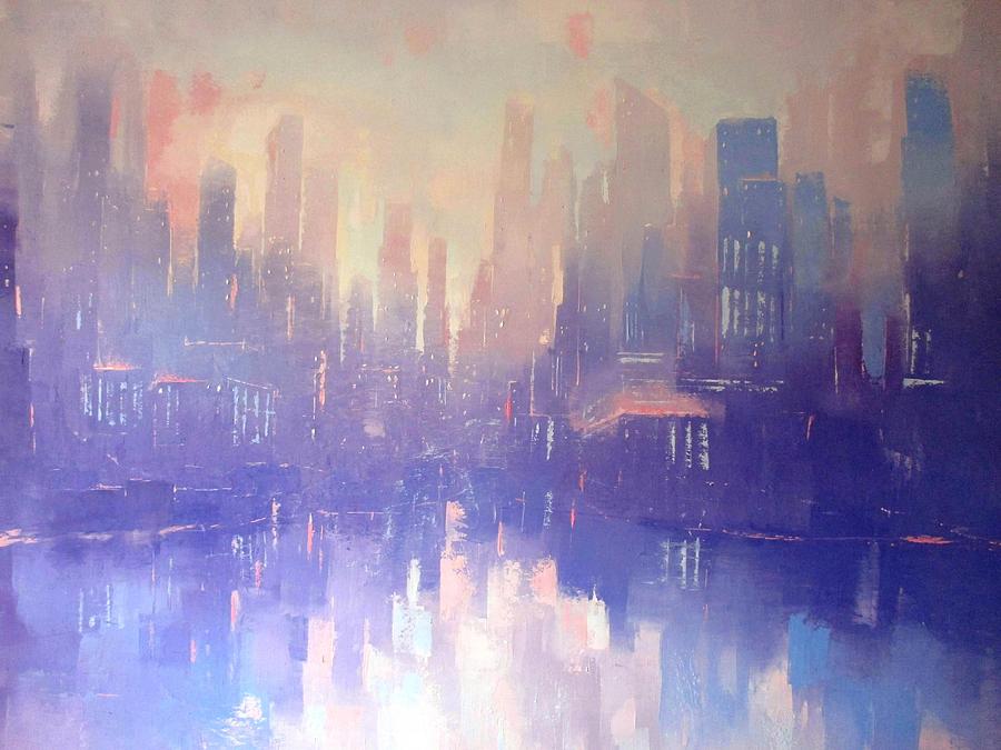 Skyscraper Painting - Dawn over the City by Sergey Osipov