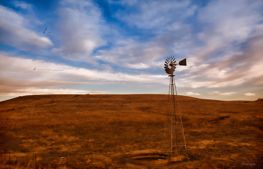 Dawn Prairie Windmill Photograph by Anna Louise