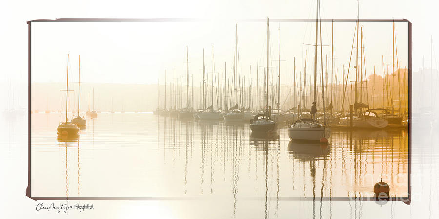 Dawn Reflections - Yachts at anchor on the River Digital Art by Chris Armytage