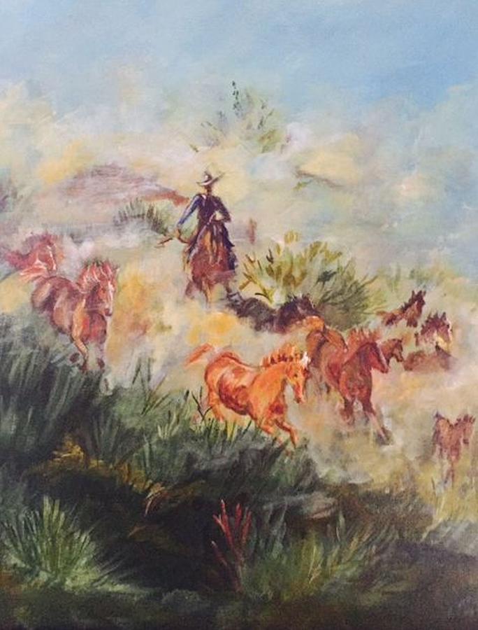 Dawn Roundup Painting by Charme Curtin