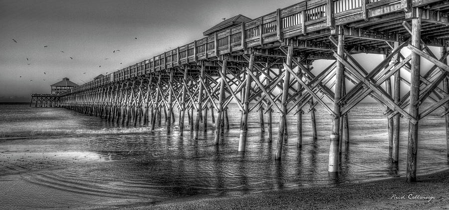 Dawns Reflection Folly Beach Pier Charleston South Carolina Photograph by Reid Callaway